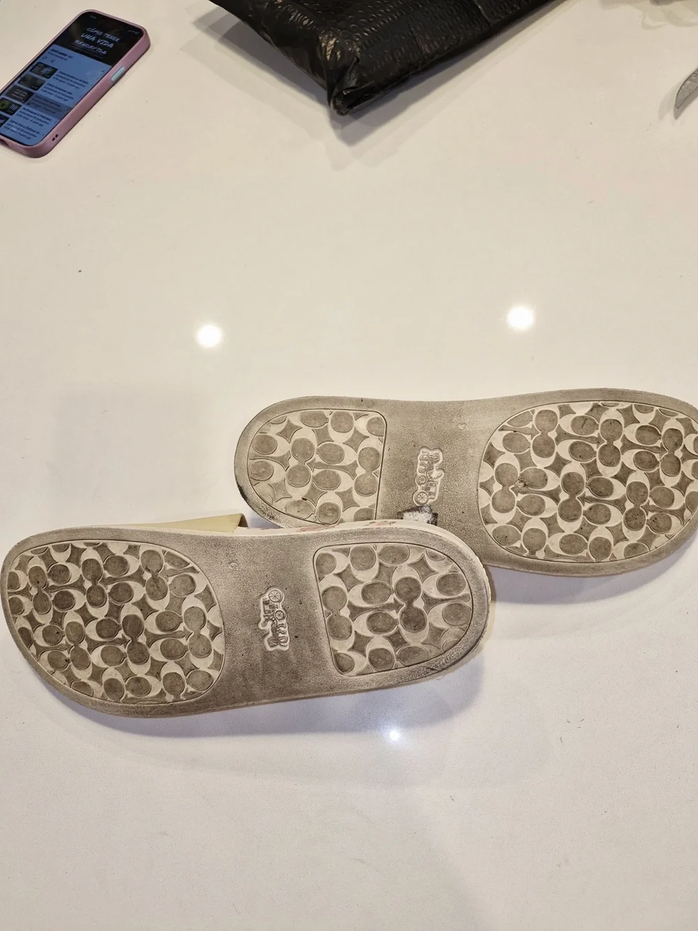 Coach Beige Strap Floral Slide Sandals with Pink Rose Print size 9